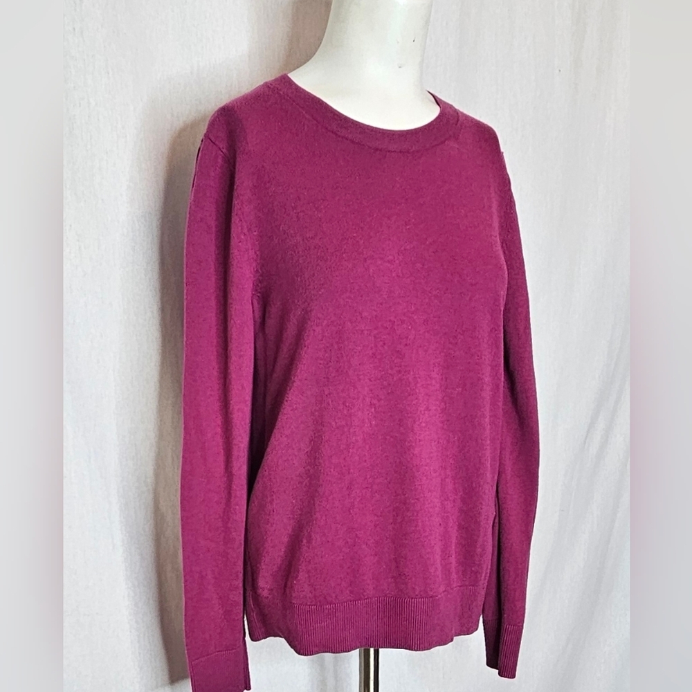 Banana Republic Forever Magenta Pink Knit Sweater Cotton Rayon Blend Size M